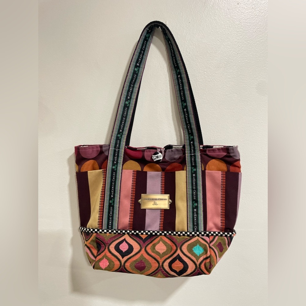 Unique MACKENZIE-CHILDS SIGNATURE HANDLES FLORAL Bag Purse